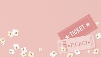 Movie tickets border desktop wallpaper, pink design