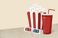 Beige movie night background, entertainment illustration