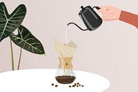 Coffee making process, morning drink illustration