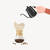 Coffee making process, morning drink illustration