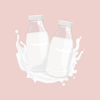 Milk bottles, dairy beverage illustration