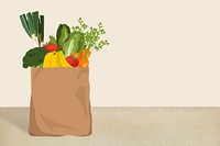 Grocery shopping bag background, beige design