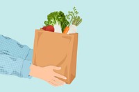 Hand giving groceries bag illustration