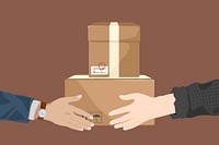 Parcel delivery, cute hand illustration