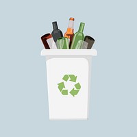 Bottles recycle bin, environment illustration