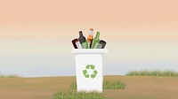 Bottles recycle bin desktop wallpaper, environment illustration