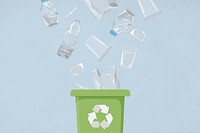 Plastic recycle bin, environment illustration