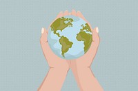 Save the earth, environmentalist hand illustration