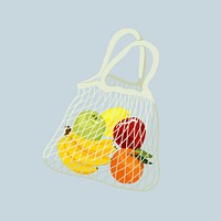 Healthy grocery bag, fruits illustration