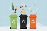 Recycling bins, environment illustration