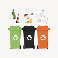 Recycling bins, environment illustration