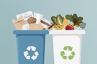 Recycling bins, environment illustration