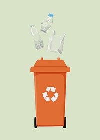 Plastic recycling bin, environment illustration