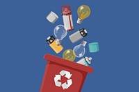 Red recycling bin, environment illustration