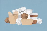 Paper trash, recyclable waste illustration