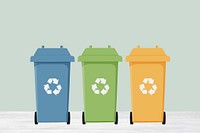 Recycling waste bins, environment illustration