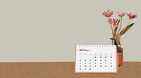 Table calendar computer wallpaper, beige design