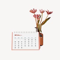Desk calendar, feminine illustration