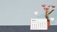 Cute desk calendar desktop wallpaper, blue design