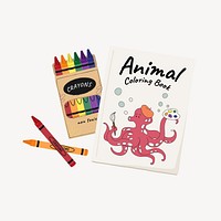 Animal coloring book, cute stationery illustration