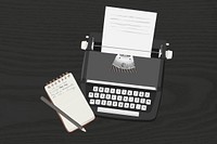 Retro typewriter, aesthetic vector illustration