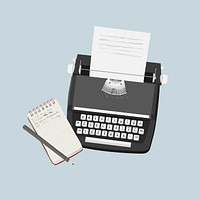 Retro typewriter, aesthetic vector illustration