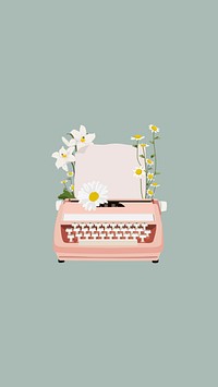 Floral typewriter aesthetic mobile wallpaper