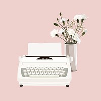 Retro typewriter, aesthetic vector illustration