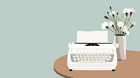 Green retro typewriter desktop wallpaer, aesthetic illustration