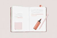 Personal journal, cute stationery illustration