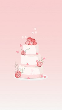 Pink floral wedding cake mobile wallpaper