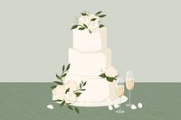 Floral wedding cake, dessert illustration