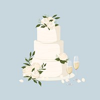 Floral wedding cake, dessert illustration