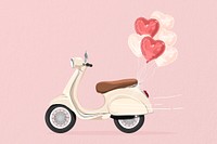 Wedding getaway scooter, celebration illustration