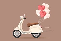 Wedding getaway scooter, celebration illustration