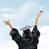 Happy graduate woman background