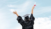 Happy graduate woman background