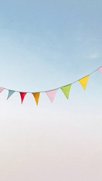 Colorful bunting iPhone wallpaper, blue sky image