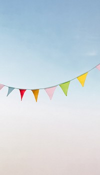 Colorful bunting iPhone wallpaper, blue sky image