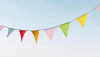 Colorful bunting background, blue sky image