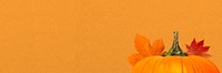 Autumn pumpkin aesthetic background, maple leaf border