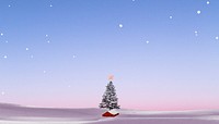 Snowing blue sky background, Christmas tree border