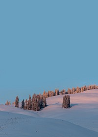 Snow mountain background, winter border