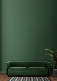 Green modern interior background, sofa border