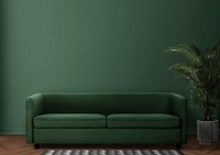 Green modern interior background, sofa border