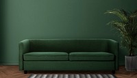 Green modern interior background, sofa border