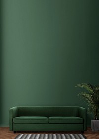 Green modern interior background, sofa border