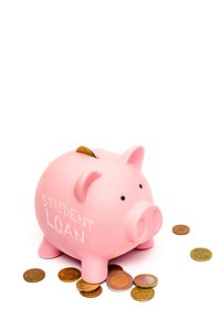 Student loan background, piggy bank border