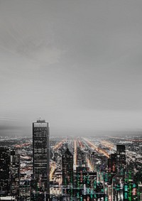 High-rise office building background, gray sky image