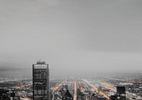 High-rise office building background, gray sky image